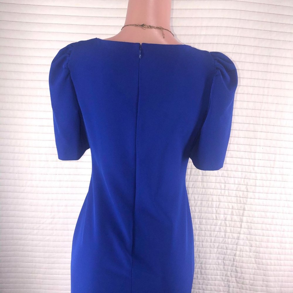 👗Adriana Papell  Womens Blues zippered pouf V Neck Maxi Formal Sheath dress 🌷 - Picture 13 of 16